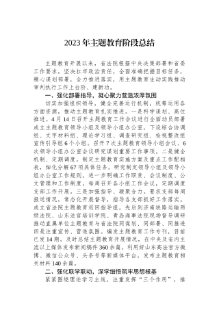 2023年主题教育阶段总结
