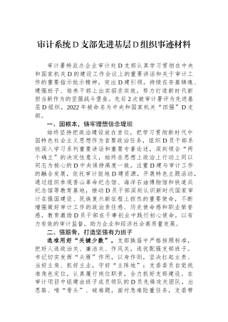 审计系统党支部先进基层党组织事迹材料