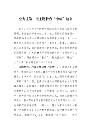 全力让第二批主题教育“冲刺”起来