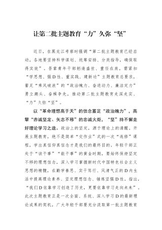 让第二批主题教育“力”久弥“坚”