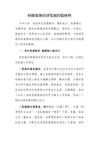 村级集体经济发展经验材料