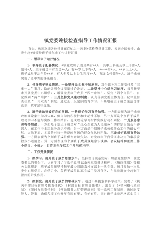 镇党委迎接检查指导工作情况汇报