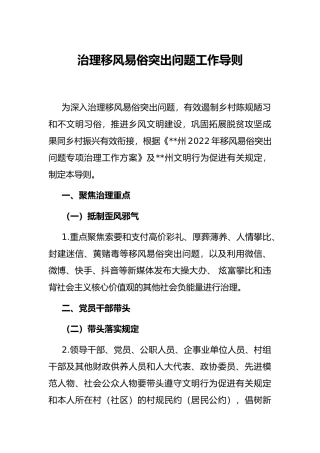 治理移风易俗突出问题工作导则