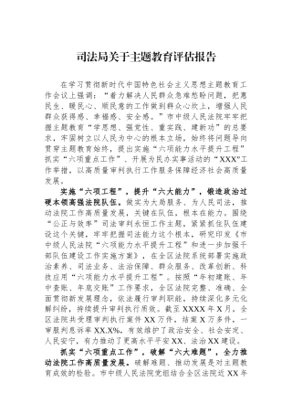 司法局关于主题教育评估报告