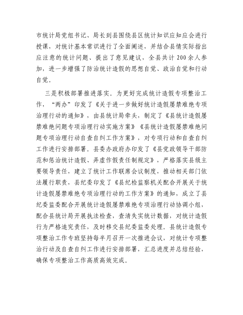 统计造假问题专项整治工作情况报告_第2页