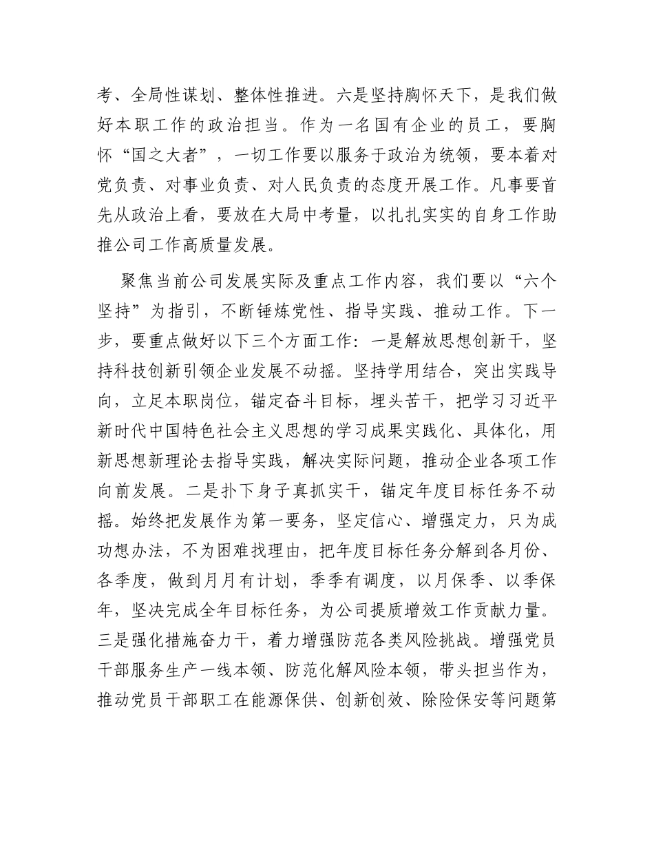 发言材料：切实以“六个坚持”锤炼党性指导实践推动工作_第3页