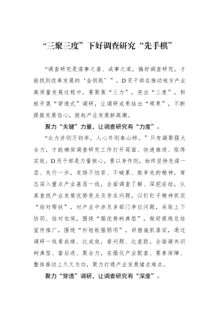 “三聚三度”下好调查研究“先手棋”