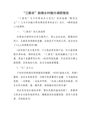 “三新农”助推乡村振兴调研报告