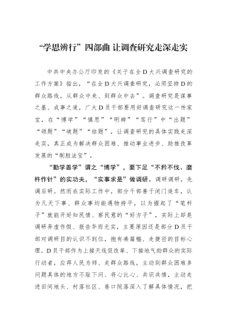 “学思辨行”四部曲 让调查研究走深走实