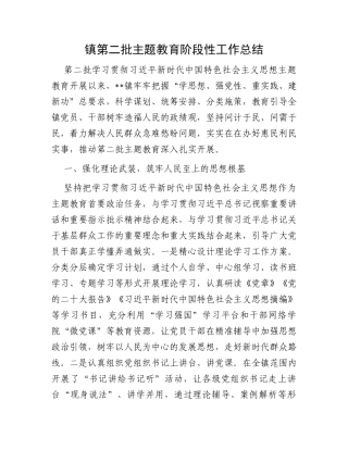 镇第二批主题教育阶段性工作总结