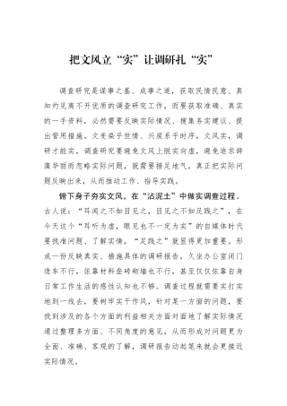 把文风立“实”让调研扎“实”