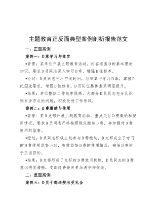 第二批主题教育正反面典型案例剖析报告