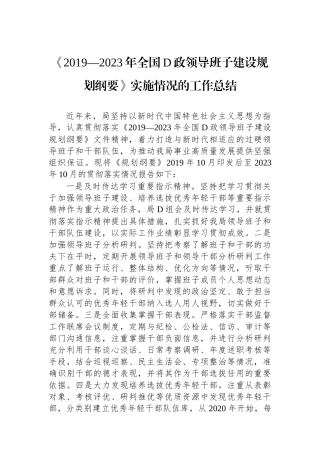 《2019—2023年全国党政领导班子建设规划纲要》实施情况的工作总结