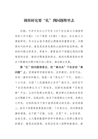 调查研究要“扎”到问题堆里去