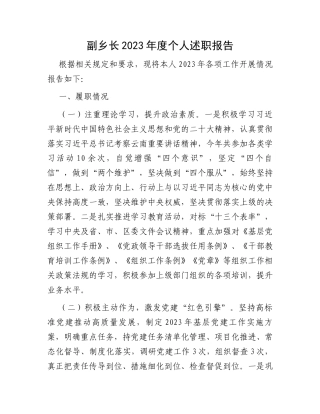 副乡长2023年度个人述职报告