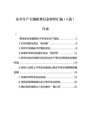安全生产主题政务信息材料汇编（9篇）