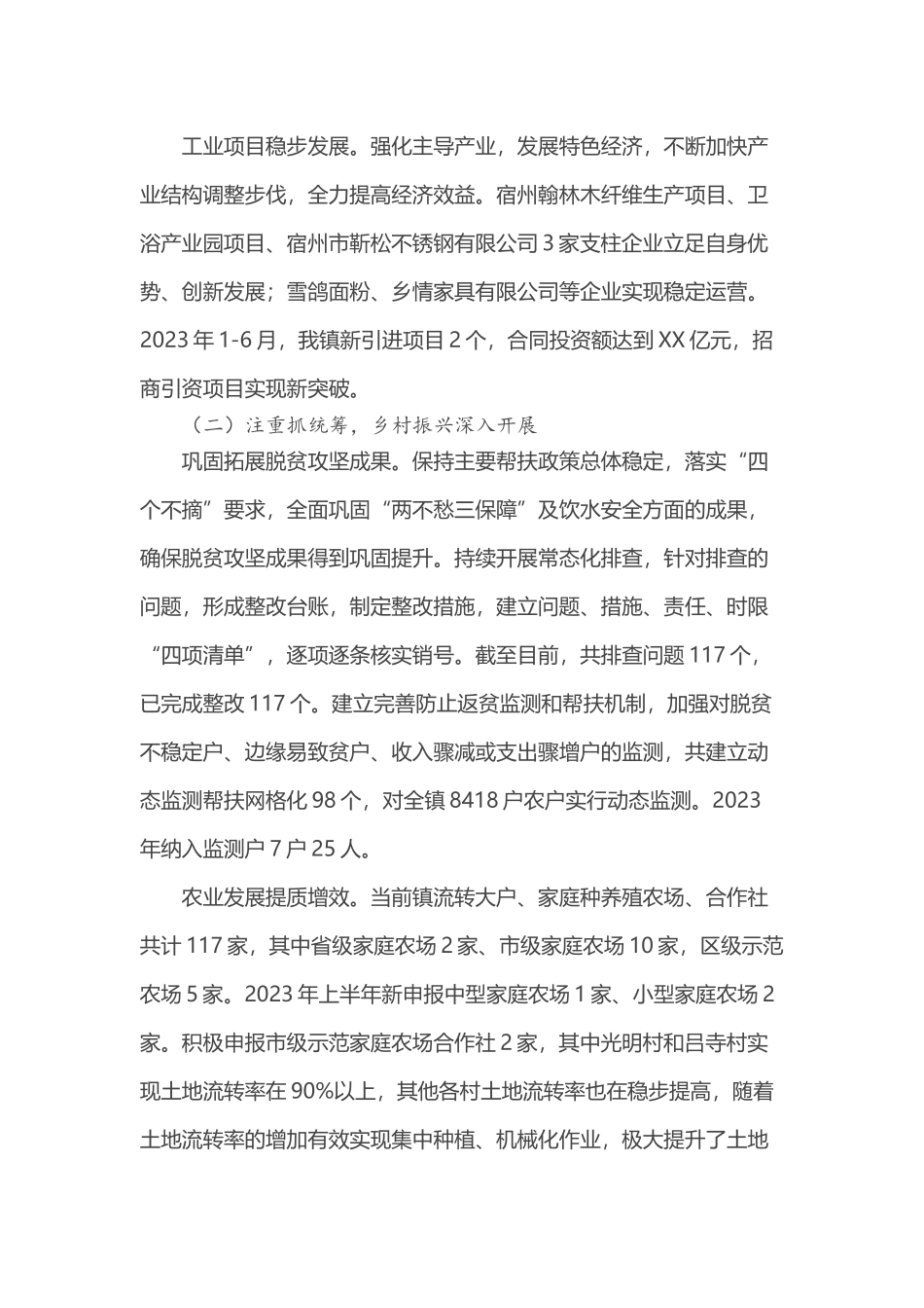 镇2023年上半年工作总结和下半年工作规划_第2页