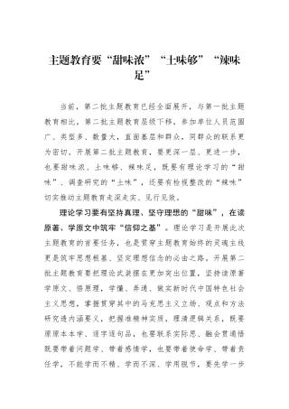 主题教育要“甜味浓”“土味够”“辣味足”