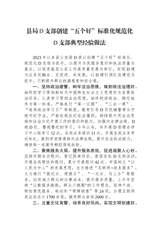 县局党支部创建“五个好”标准化规范化党支部典型经验做法