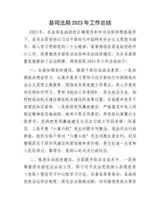 县司法局2023年工作总结
