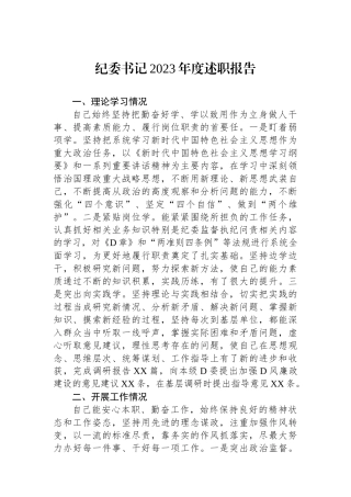 纪委书记2023年度述职报告