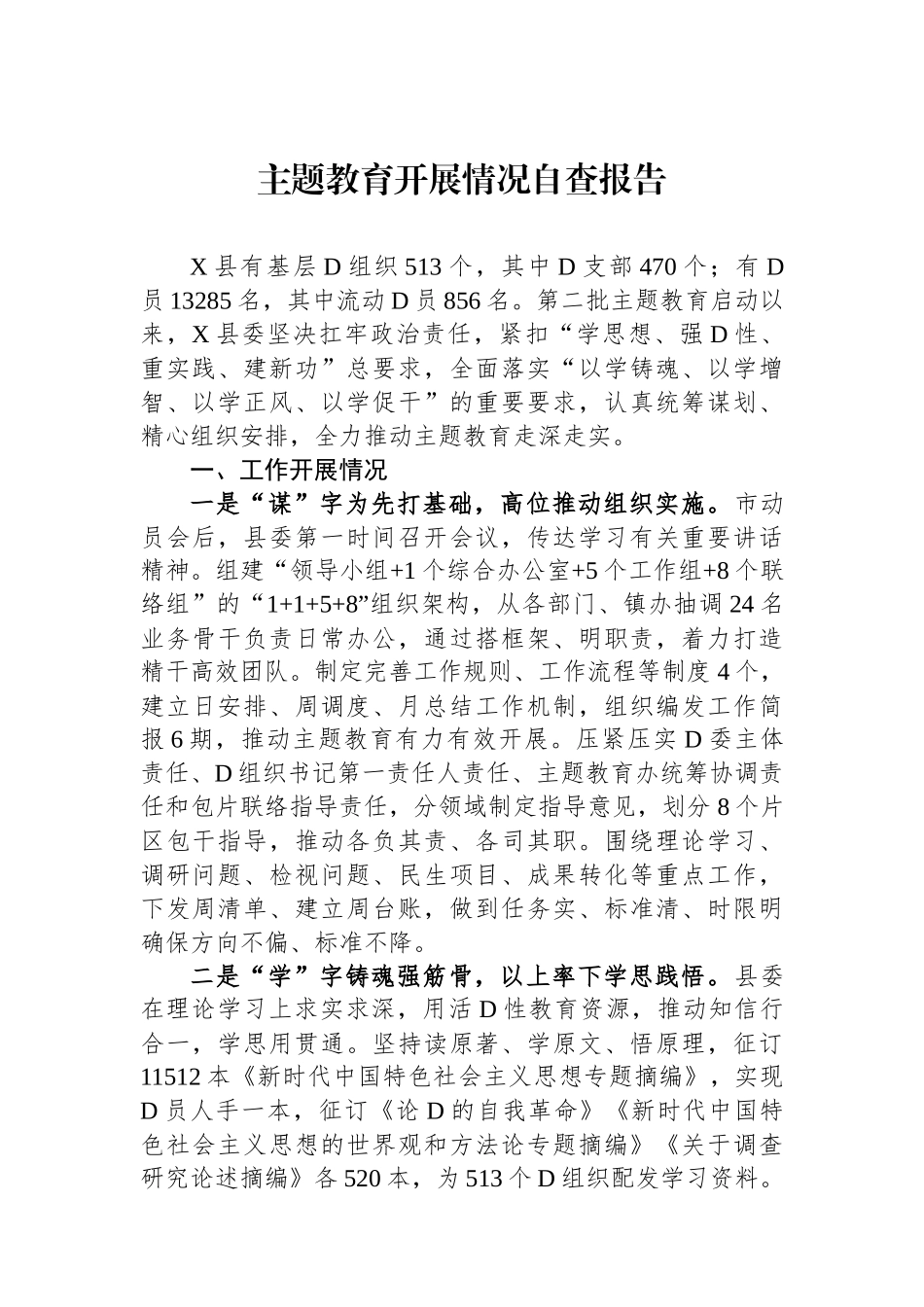 主题教育开展情况自查报告_第1页