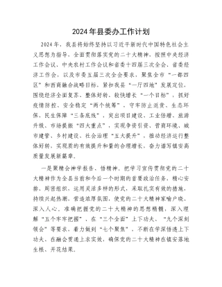 2024年县委办工作计划