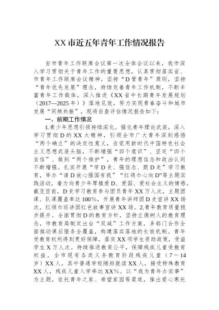 XX市近五年青年工作情况报告