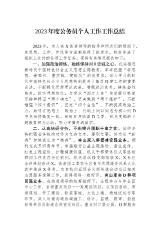 2023年度公务员个人工作工作总结