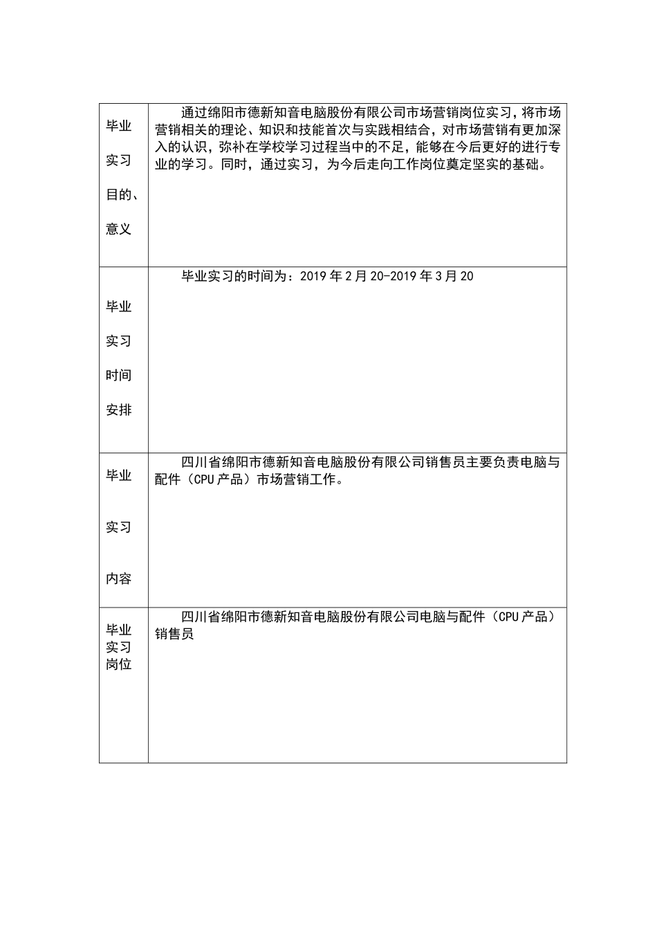 绵阳市德新知音电脑股份有限公司实习报告_第1页