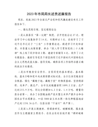 2023年市局局长述责述廉报告