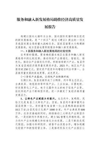 服务和融入新发展格局助推经济高质量发展报告