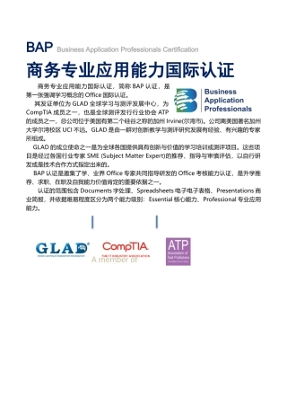 BAP商务专业应用能力国际认证