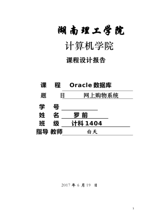 Oracle课程设计网上购物系统