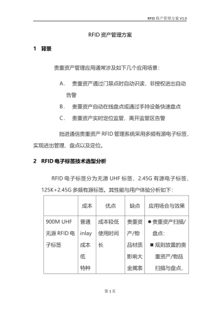 RFID资产管理系统有源版方案