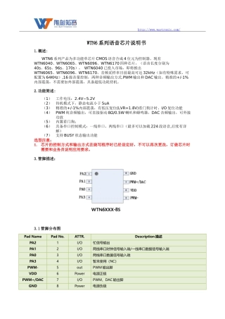 WTN6系列语音芯片说明书