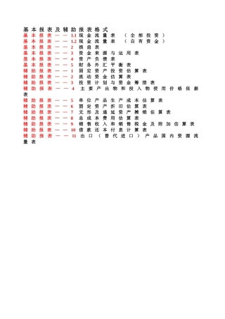 财务评价基本报表及辅助报表格式