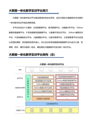 大数据一体化教学实训平台简介