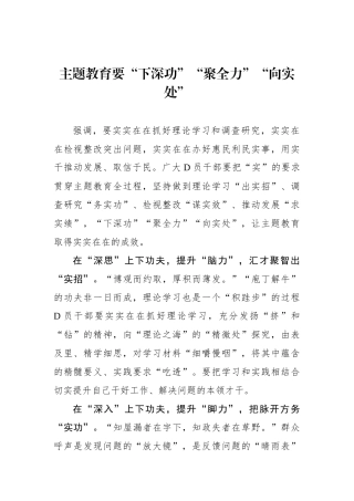 主题教育要“下深功”“聚全力”“向实处”
