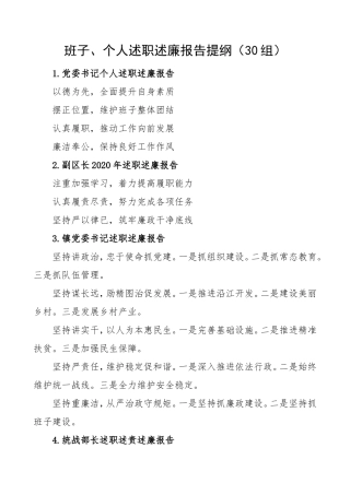 30组班子-个人述职述廉报告提纲