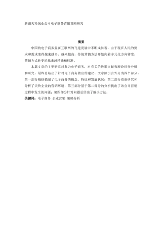 新疆天羚绒业公司电子商务营销策略研究