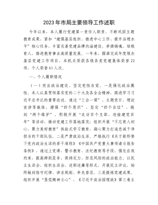 2023年市局主要领导工作述职