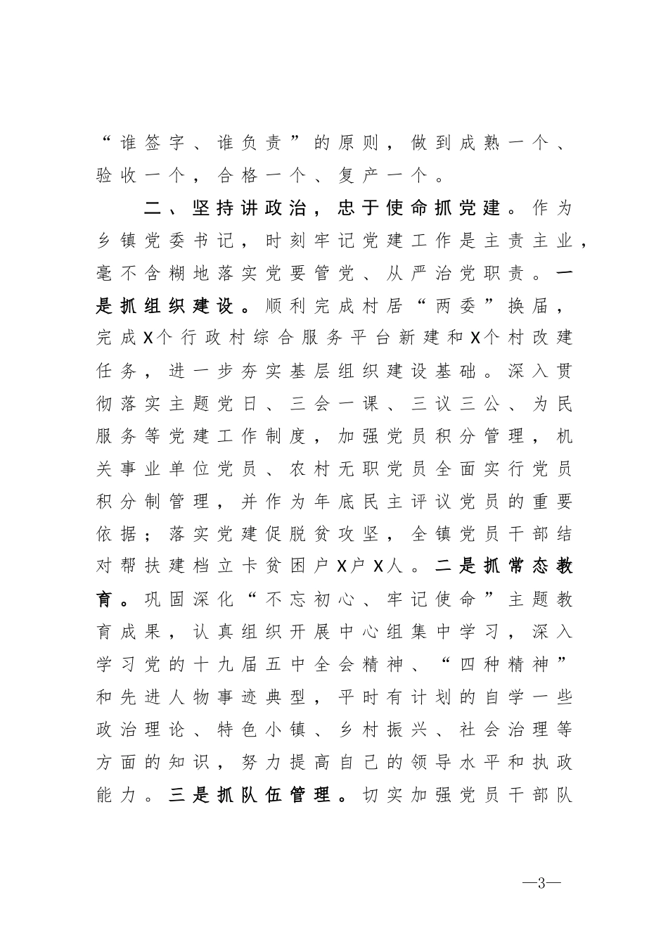 2020年镇党委书记述责述廉报告_第3页