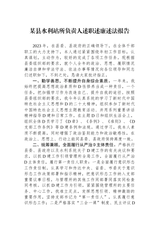 某县水利站所负责人述职述廉述法报告