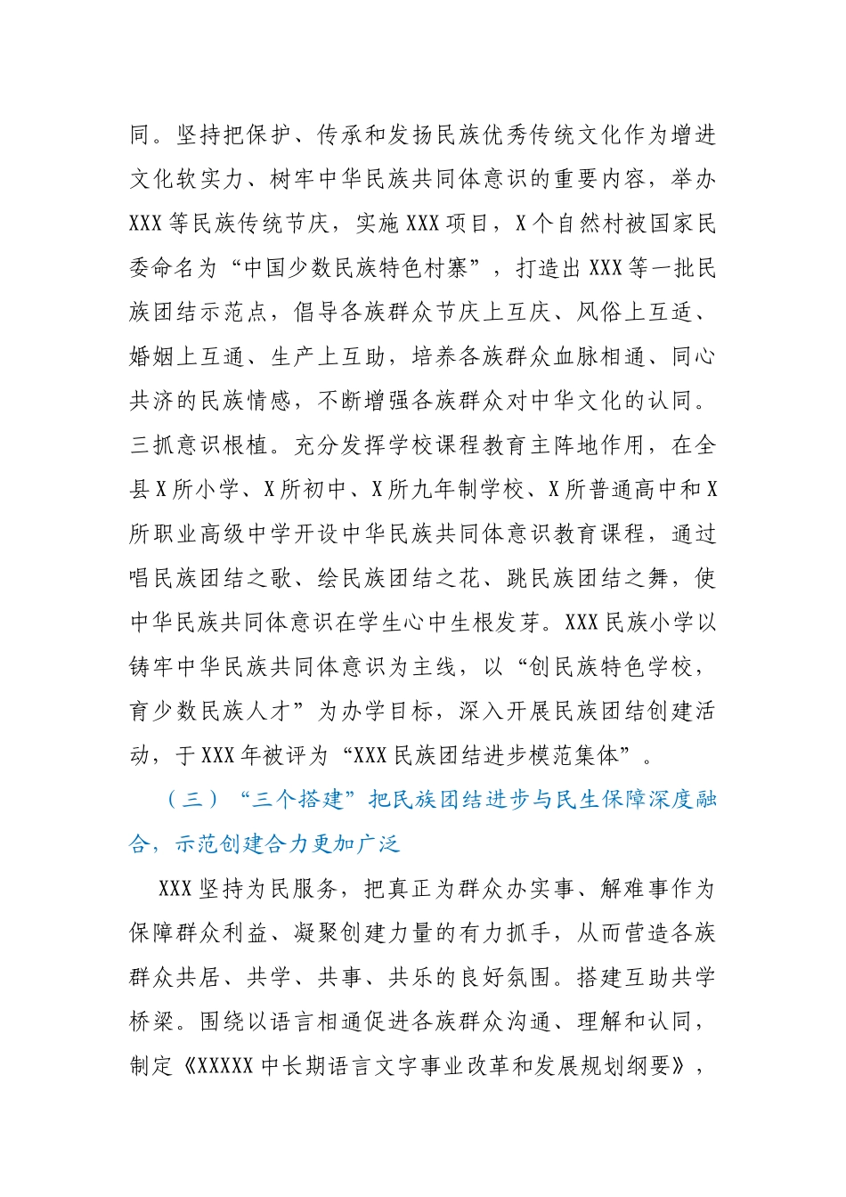 XXX创建全省民族团结进步示范县经验材料_第3页