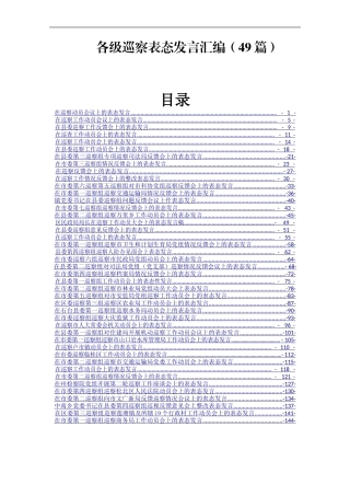 各级巡察表态发言汇编（49篇）
