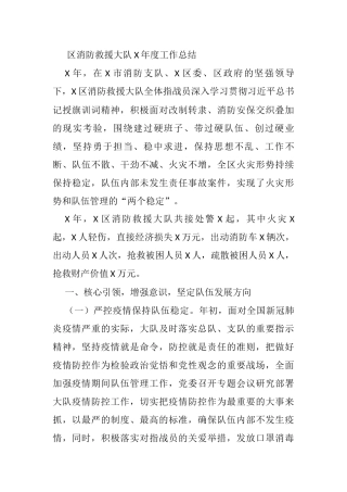 区消防救援大队X年度工作总结