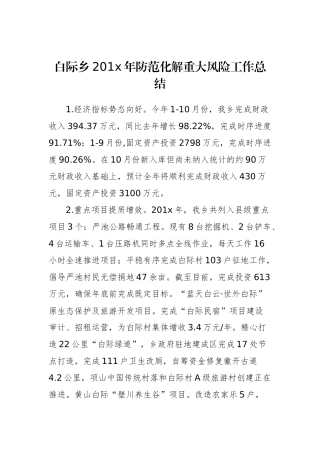 白际乡201x年防范化解重大风险工作总结_转换