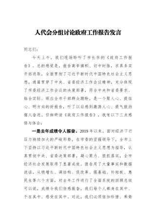 人代会分组讨论政府工作报告发言