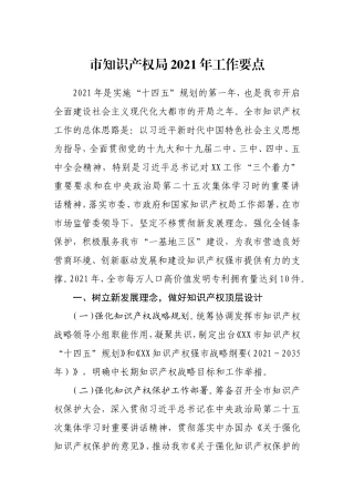 市知识产权局2021年工作要点